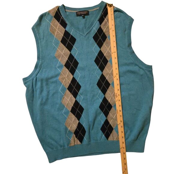 Roundtree & Yorke Argyle Sweater Vest XL Grandpa Core Cosby Diamond Preppy Golf - Picture 6 of 6